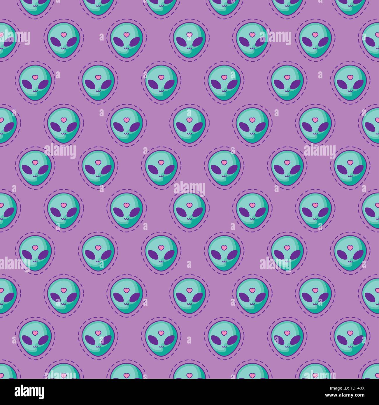 pattern of patches of heads alien icon vector illustration design Stock ...