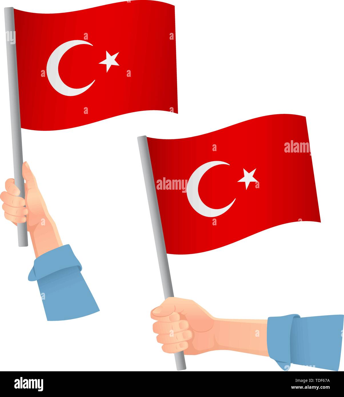 Turkey flag in hand. Patriotic background. National flag of Turkey