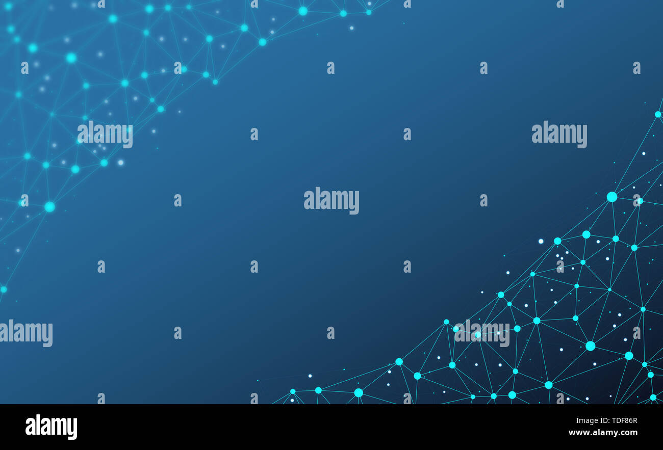 Interconnected dot wire material with a sense of technology. Big data concept background. Stock Photo