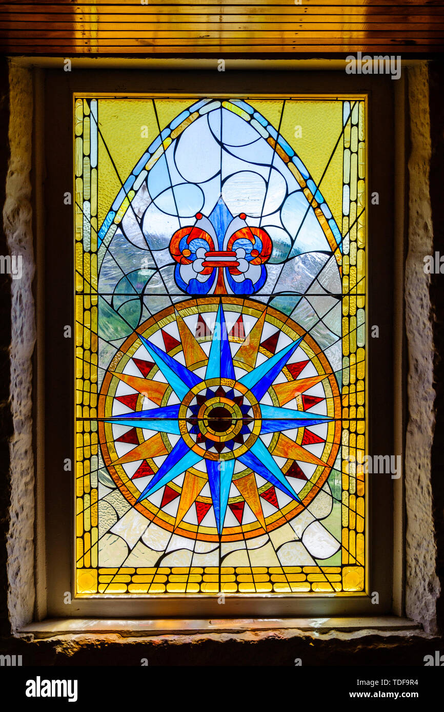 Glass stained flower windows Stock Photo Alamy
