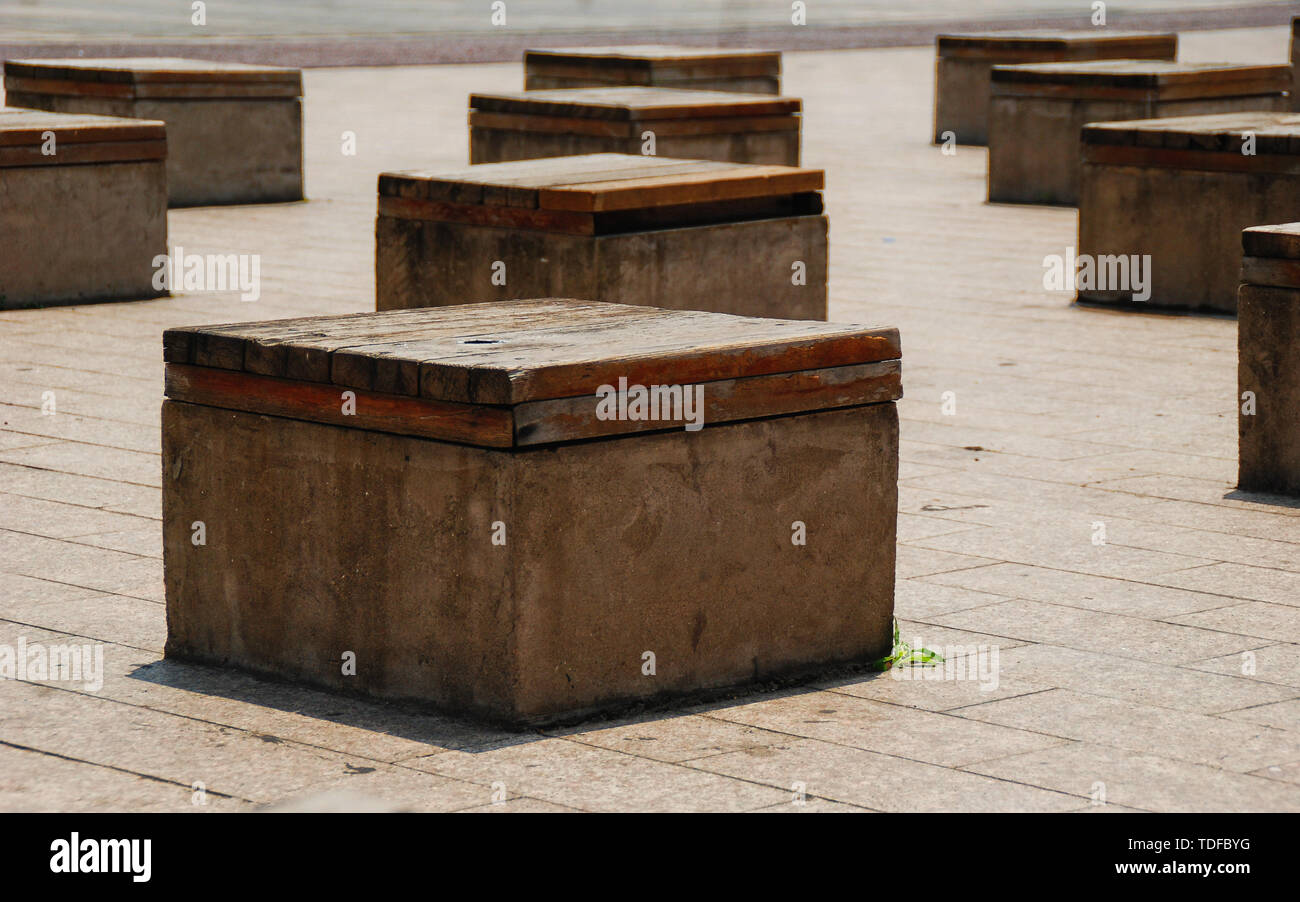 A neat stone stool Stock Photo - Alamy