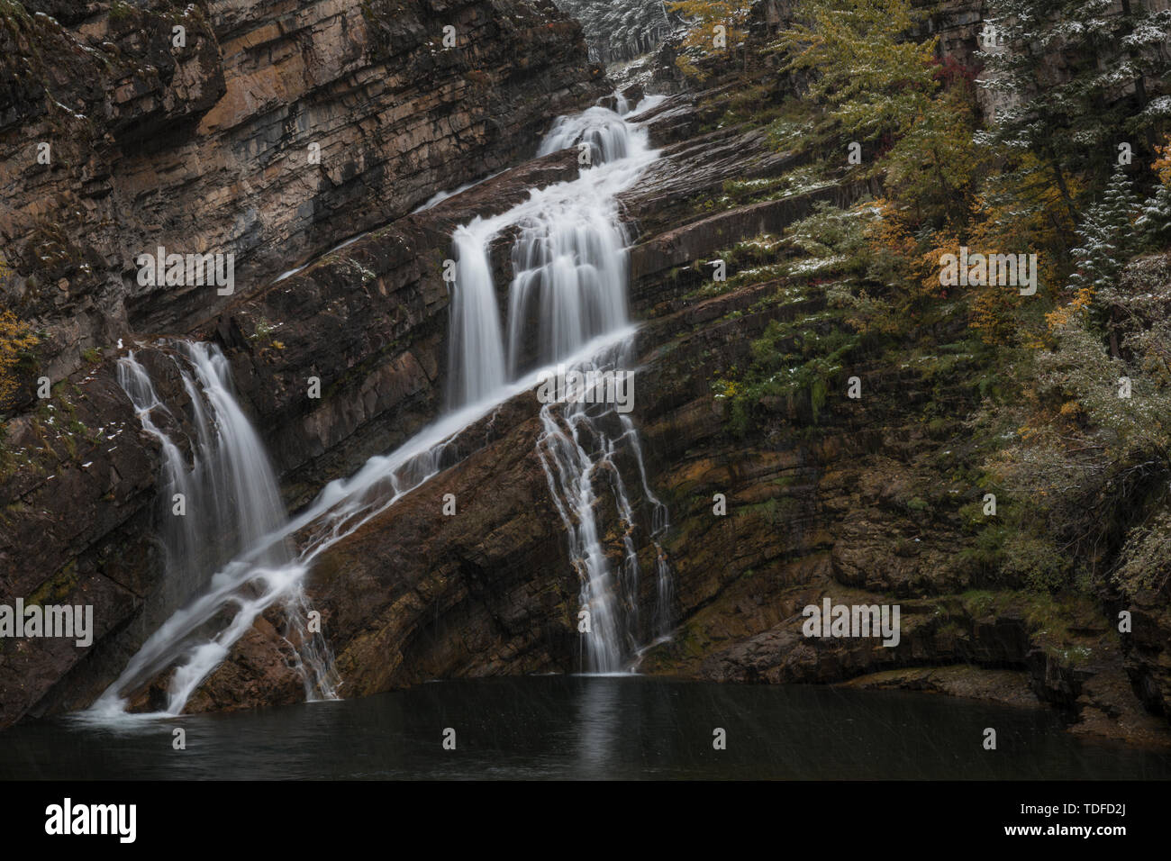 Waterfall, Cameron Falls, Waterton Lakes Nationalpark, Alberta, Canada Stock Photo