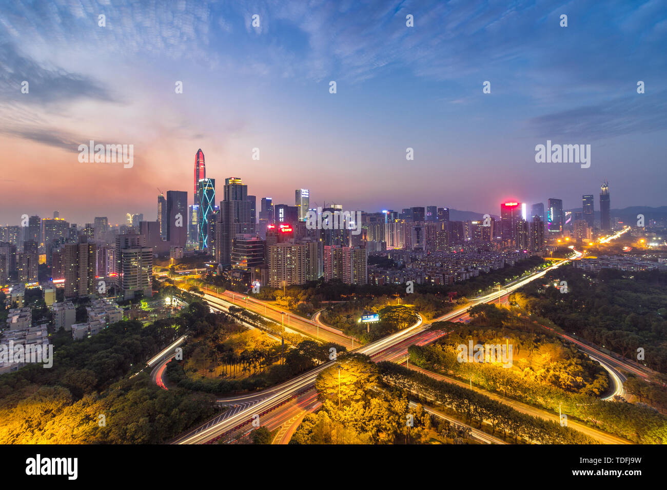 City Skyline, Futian District, Shenzhen Stock Photo
