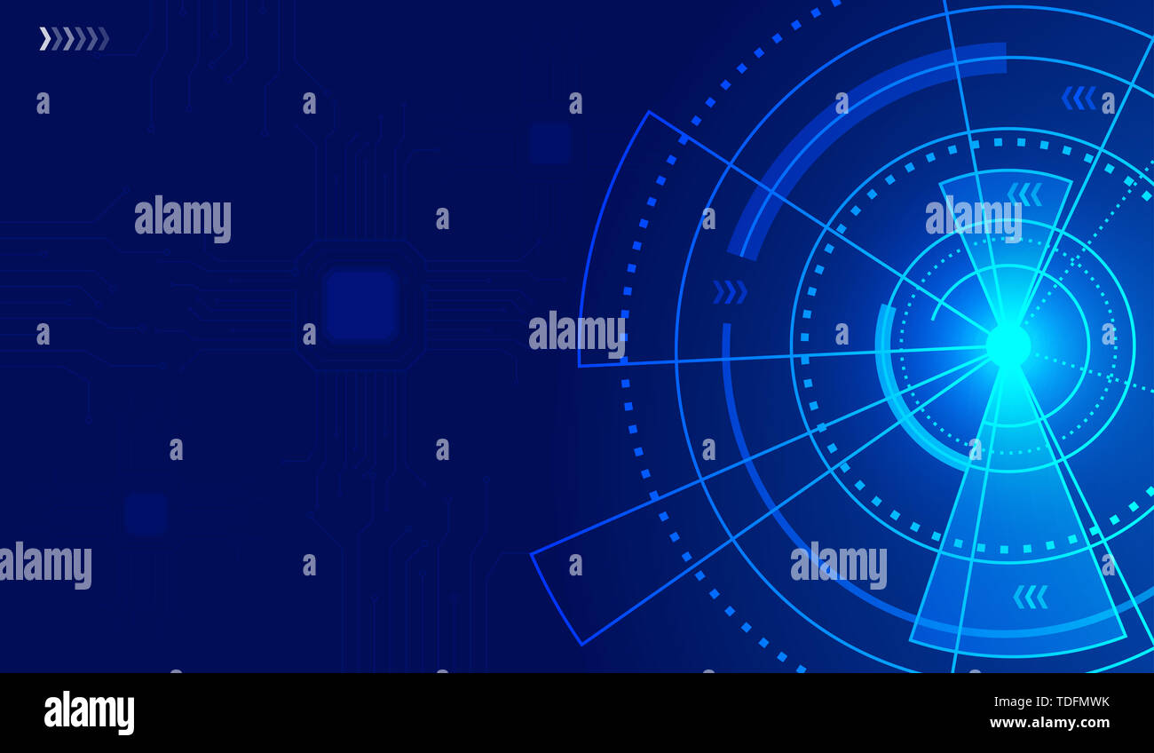 Global network big data, computer technology dark blue background, technical concept. Stock Photo
