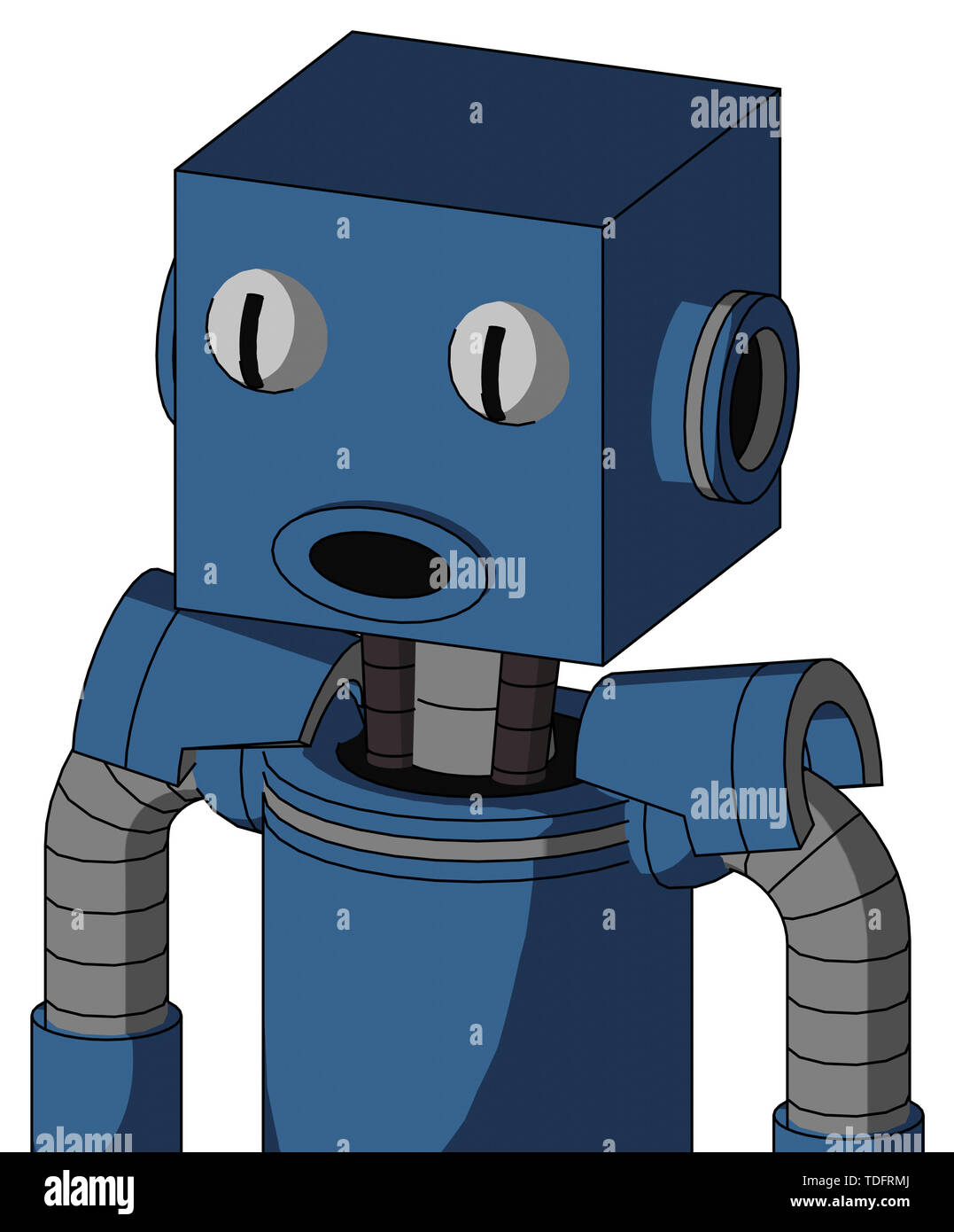 Portrait style blue robot with box head and round mouth and two eyes Stock Photo - Alamy Portrait style blue robot with box head and round mouth and two eyes Stock Photo - Alamy