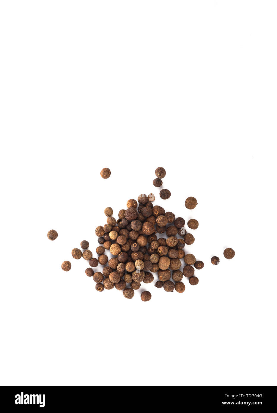 Pepper allspice isolated on white background. Jamaican bell pepper. Top