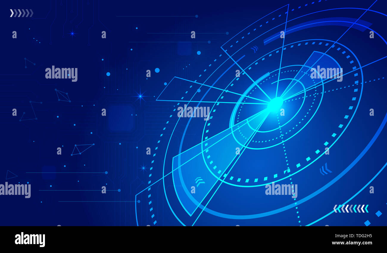 Global network big data, computer technology dark blue background, technical concept. Stock Photo