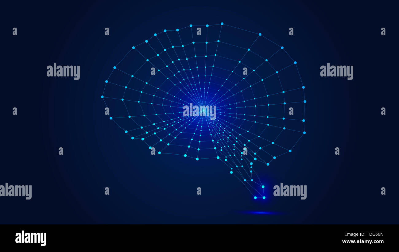 Point line link composition abstract brain, abstract futuristic scientific and technical background Stock Photo