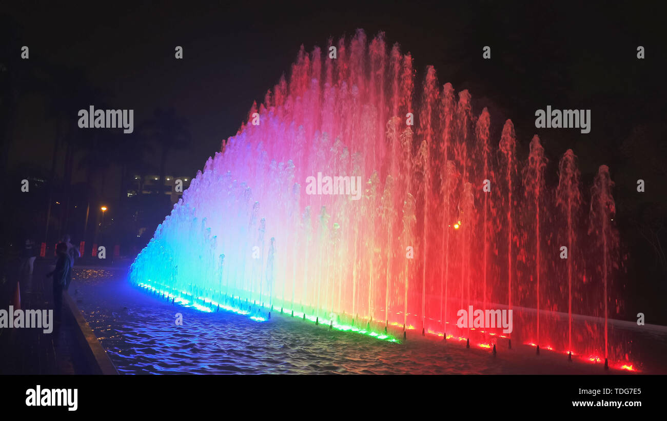 the rainbow fountain at the park of the reserve in lima, peru Stock Photo