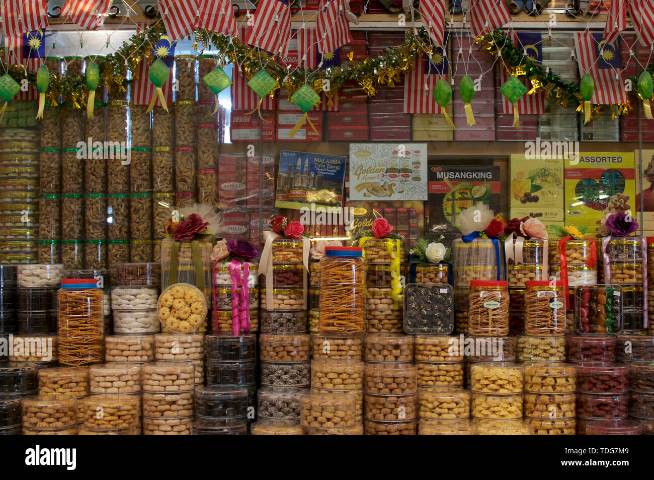 Kuala Lumpur, Malaysia - 9th May 2019 : Picture of a typical Malaysian Cookies shop located inside the Central Market in Kuala Lumpur, Malaysia Stock Photo