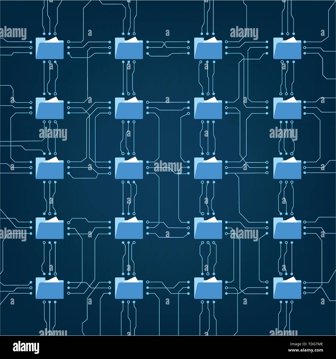 Data storage archive concept with folder connect on circuit board vector illustration Stock Vector