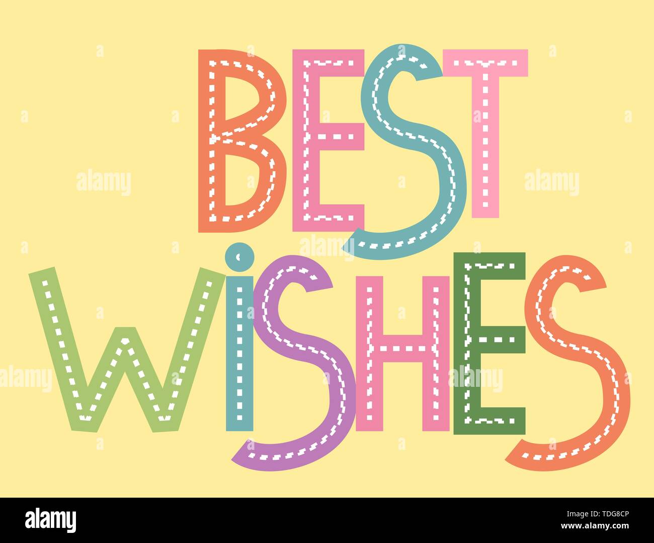 Best Wishes colorful glossy lettering sign with candy on light ...