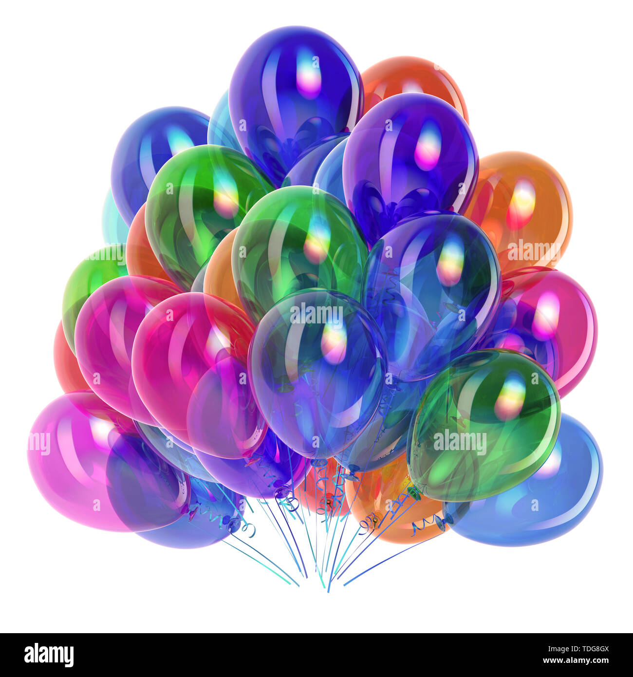 colorful party balloons glossy. birthday decoration multicolored