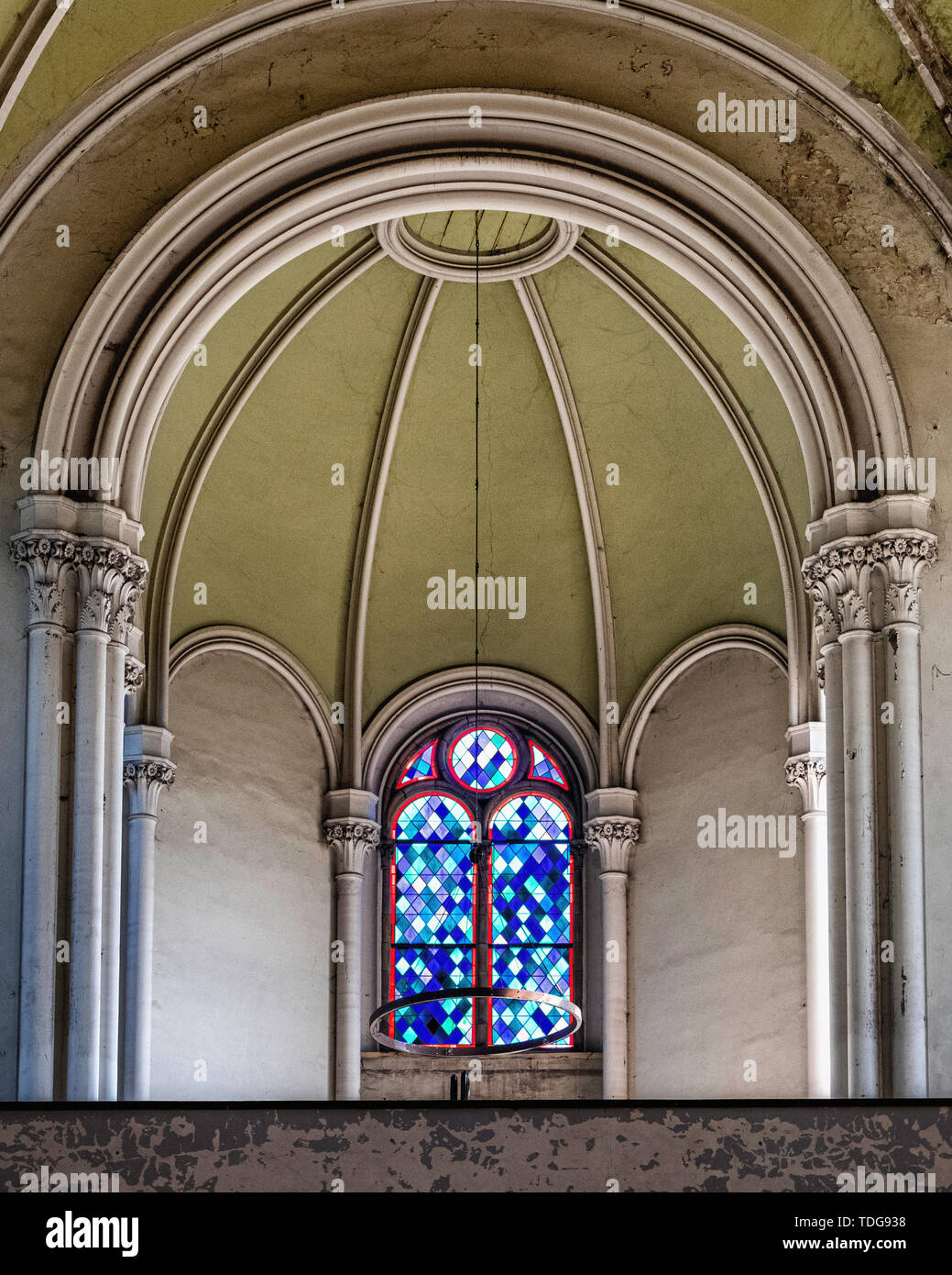 Zionskirche, Zion church interior, stained glass window,columns
