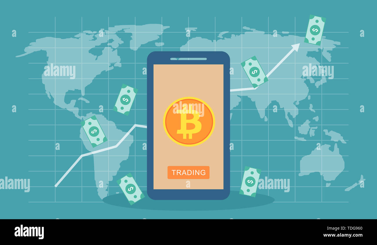 Bitcoin trading concept creative illustration Stock Photo