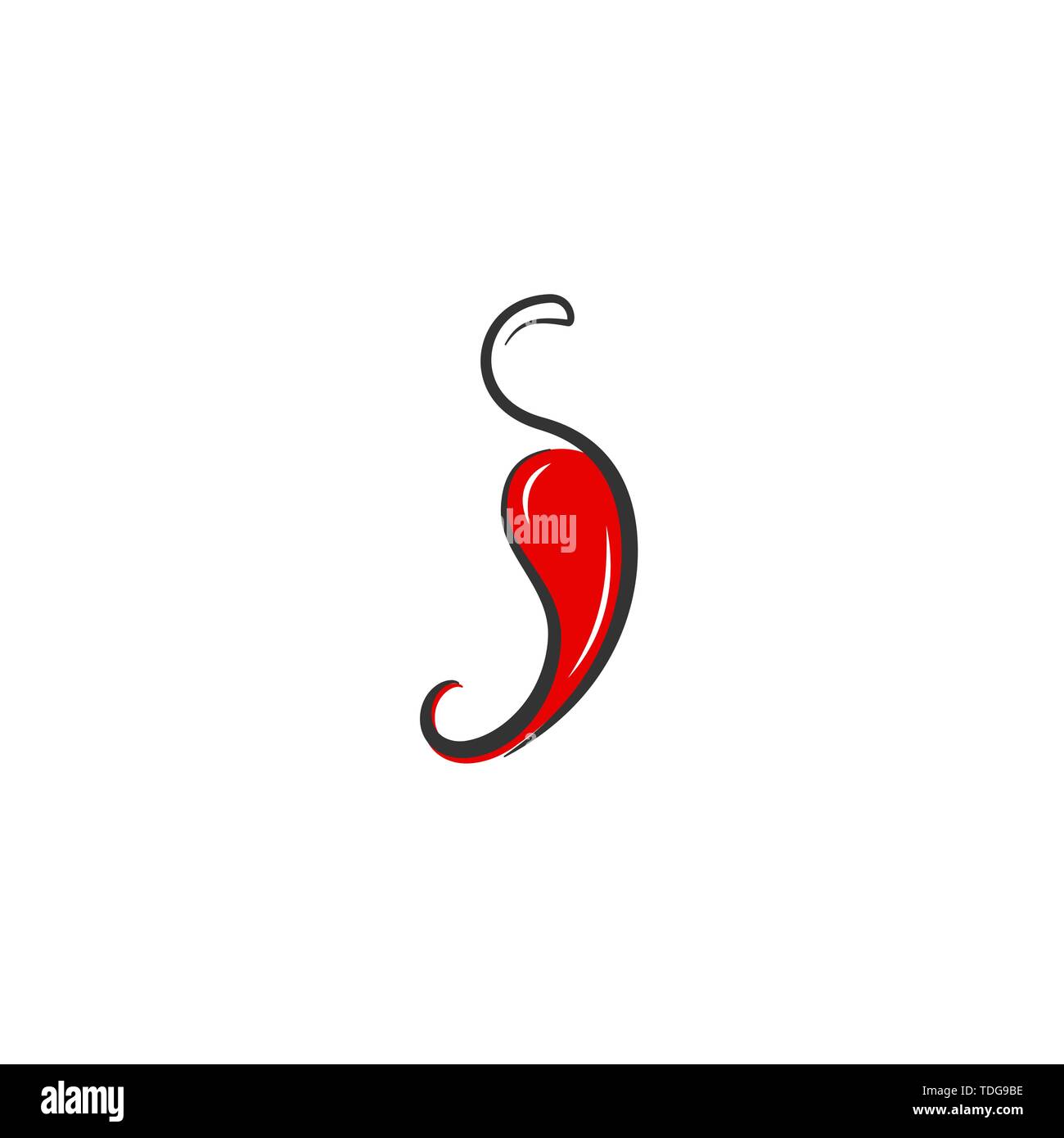Red Hot Chili Pepper Or Cayenne Or Jalapeno Icon With Black