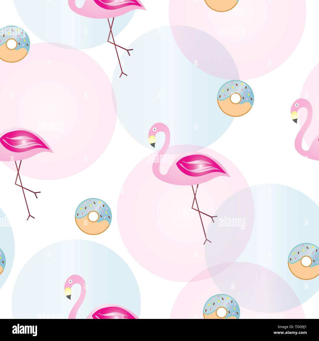 seamless pattern with flamingos and donuts vector Stock Vector Image ...