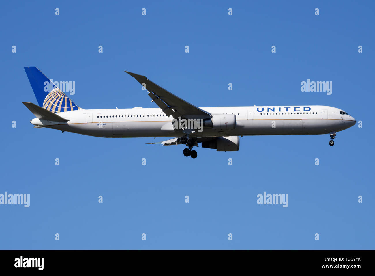 MADRID / SPAIN MAY 2, 2016 United Airlines Boeing 767400 N78060 passenger plane landing at