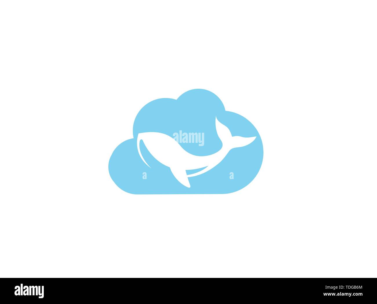 Humpback an ocean's giant whale for logo design illustration in a cloud ...