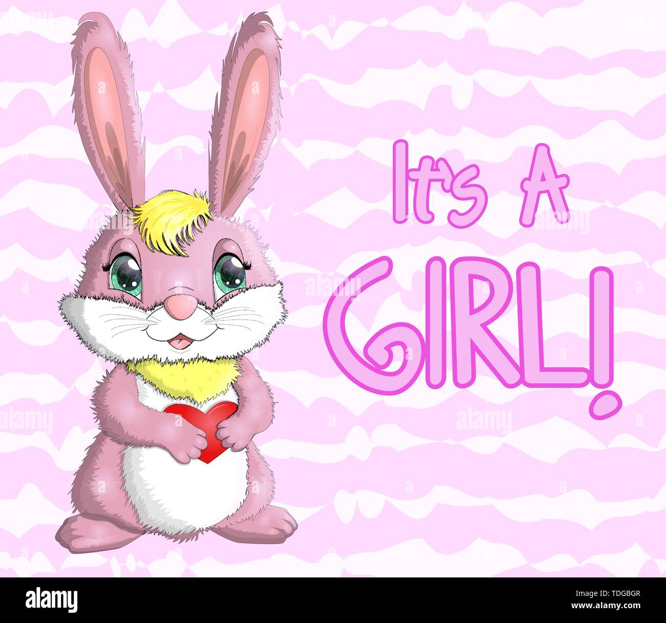 Baby Shower greeting card with a Cute Rabbits girl Stock Vector Image