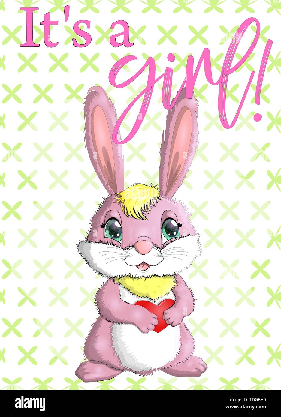 Baby Shower greeting card with a Cute Rabbits girl Stock Vector Image ...
