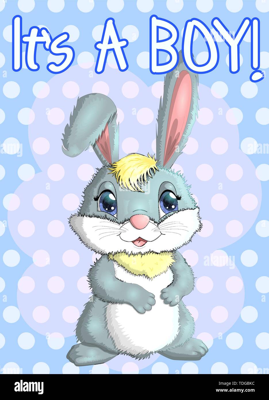 Baby Shower greeting card with a Cute Rabbits boy Stock Vector Image ...