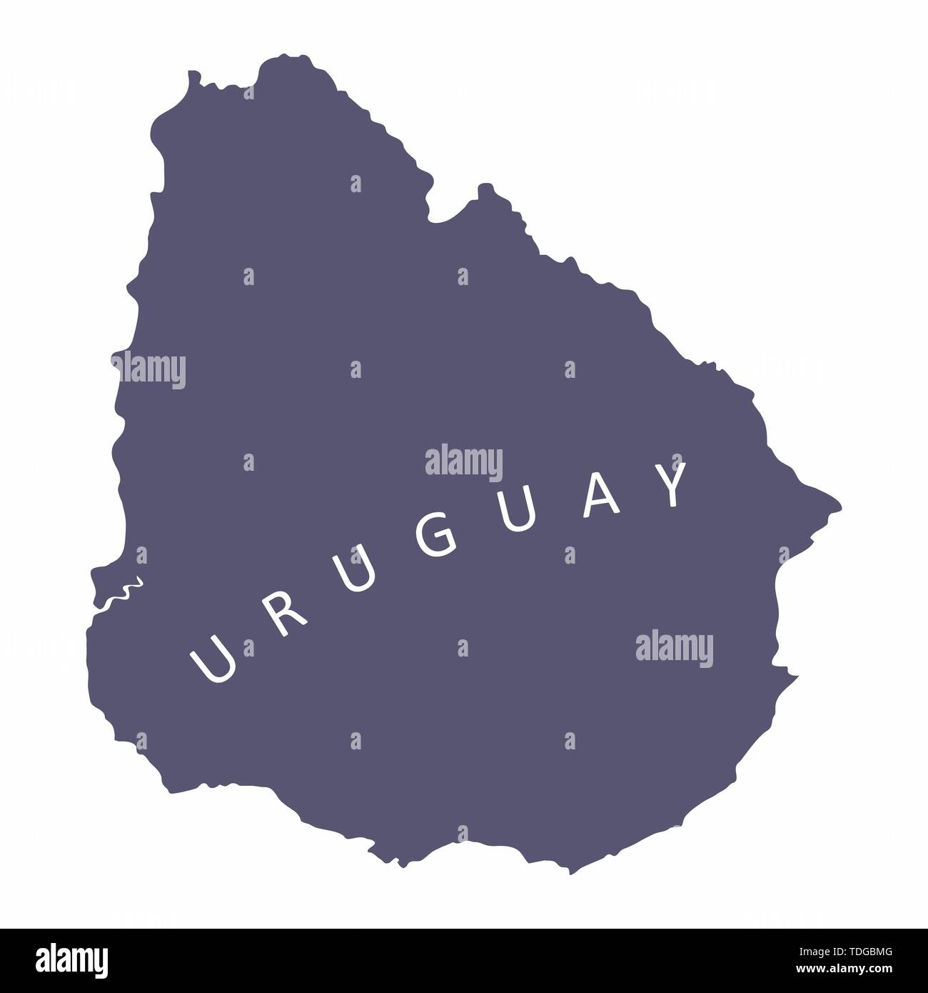 Uruguay silhouette map isolated on white background Stock Vector