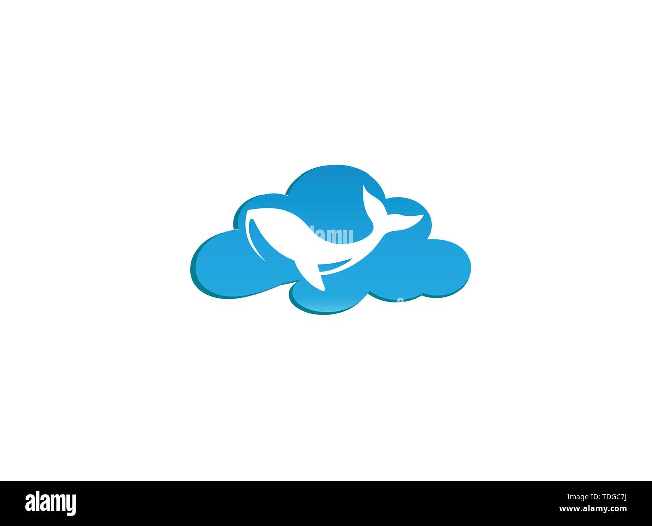 Humpback an ocean's giant whale for logo design illustration in a cloud ...