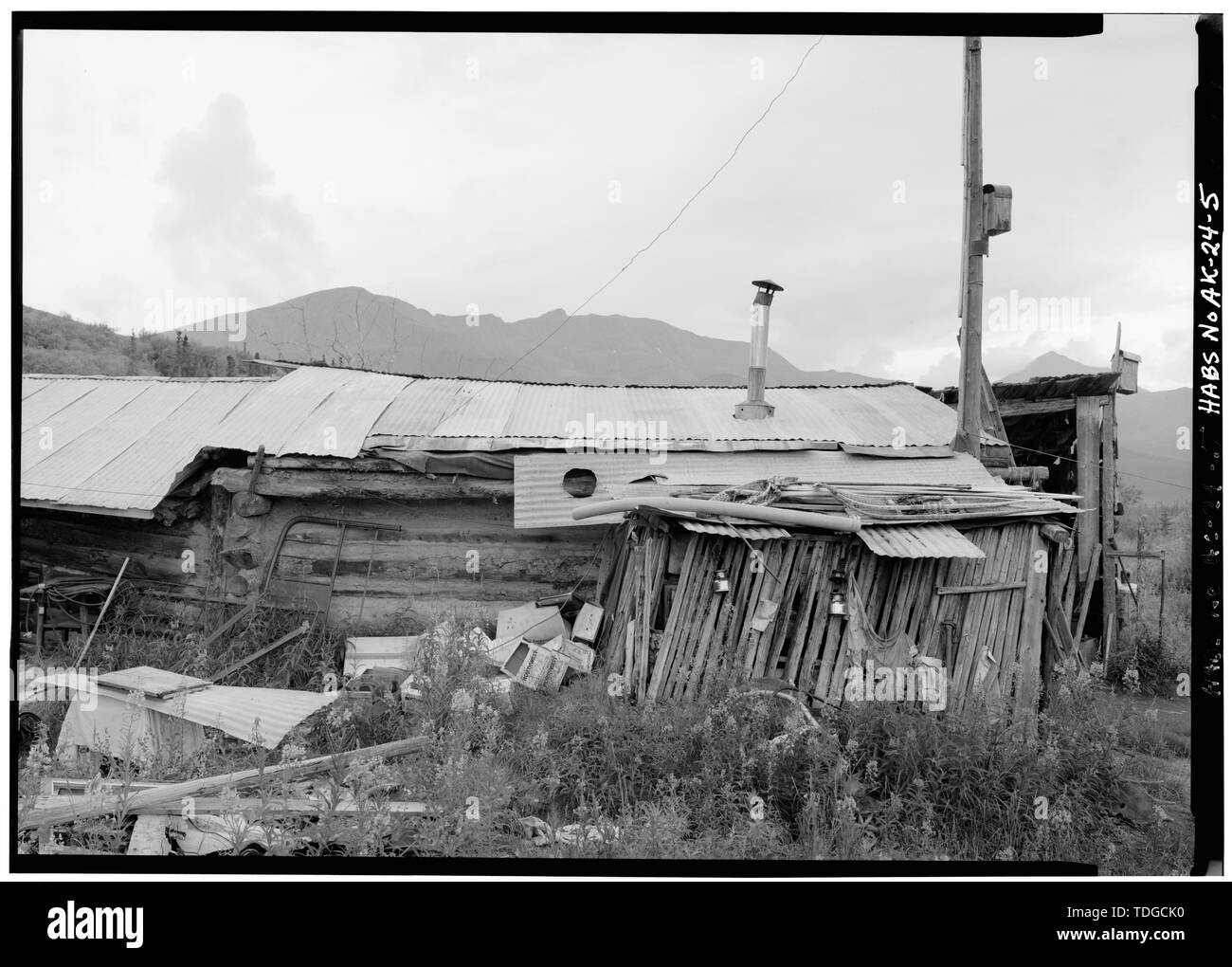 NORTH SIDE, LOOKING SOUTH - Postlethwaite-Jones Cabin, Nolan, on Smith Creek, Bettles, Yukon-Koyukuk Census Area, AK Stock Photo