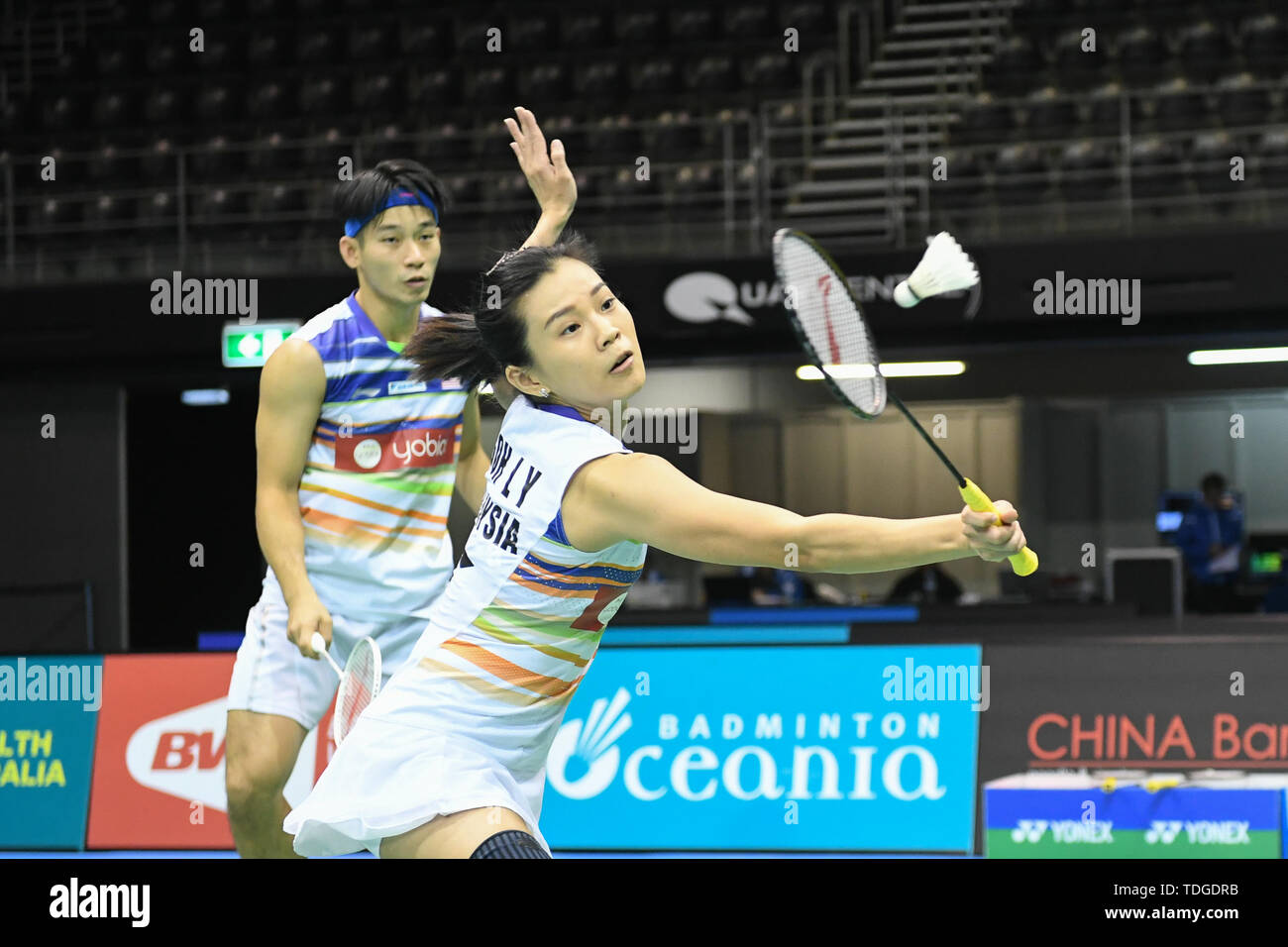 Chan Peng Soon And Goh Liu Ying Malaysia Seen In Action During The 2019 Australian Badminton Open Mixed Doubles Quarter Finals Match Against Praveen Jordan And Melati Daeva Oktavianti Indonesia Chan And