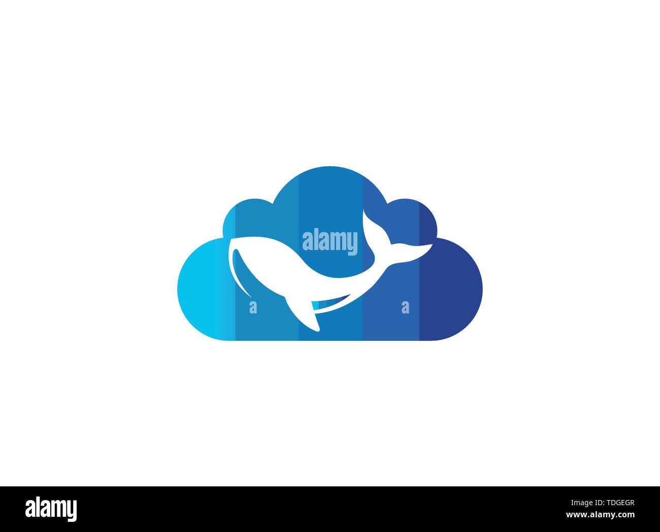 Humpback an ocean's giant whale for logo design illustration in a cloud ...