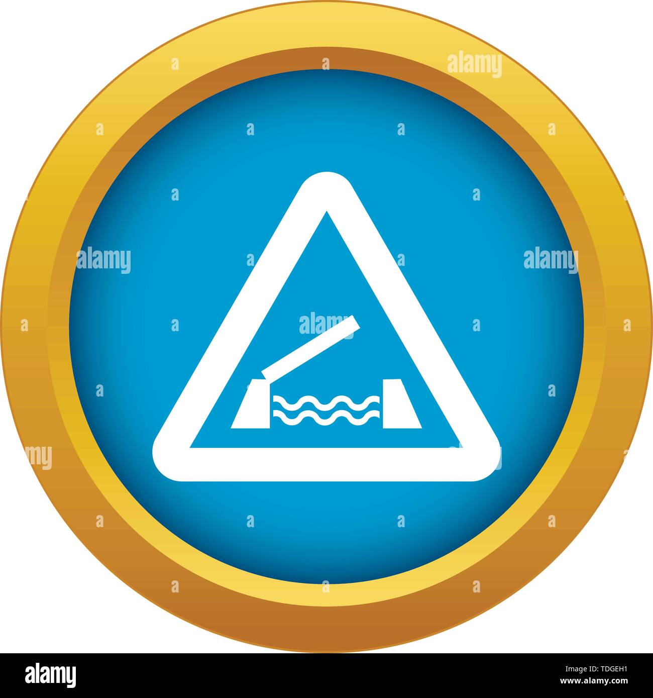 Lifting bridge warning sign icon blue vector isolated Stock Vector