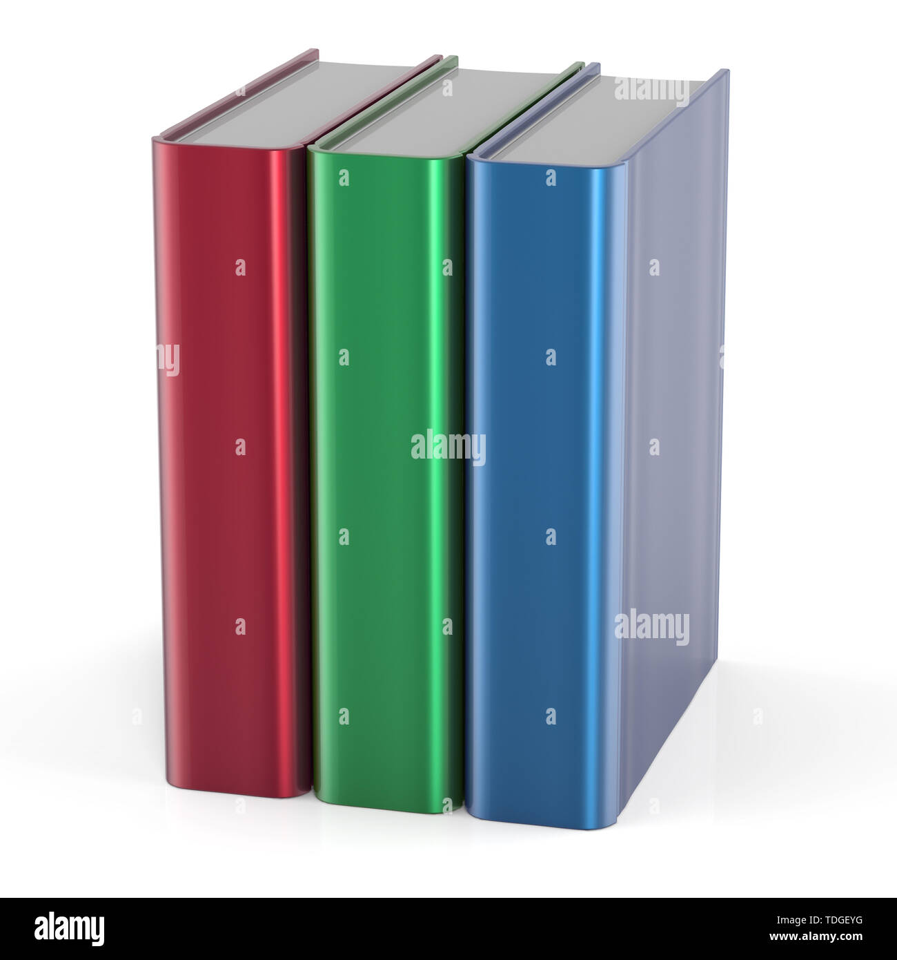 Three books blank cover standing textbook workbook cookbook template ...