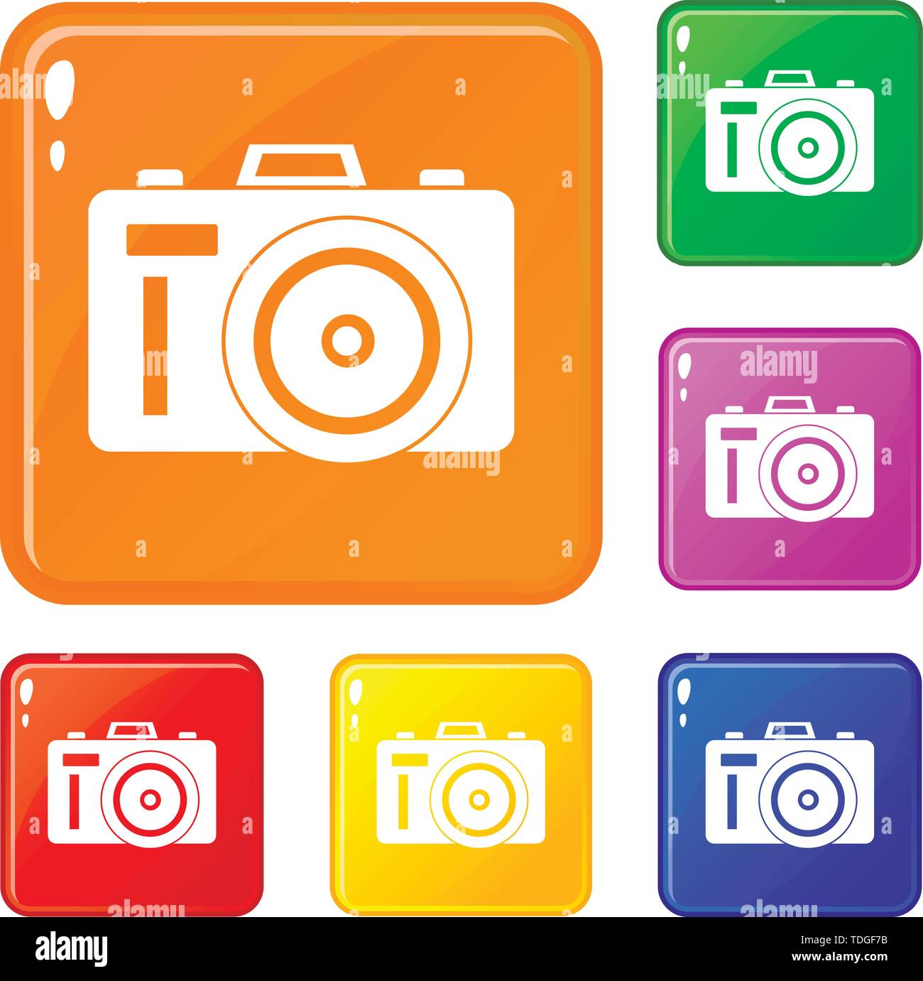 Photocamera icons set vector color Stock Vector