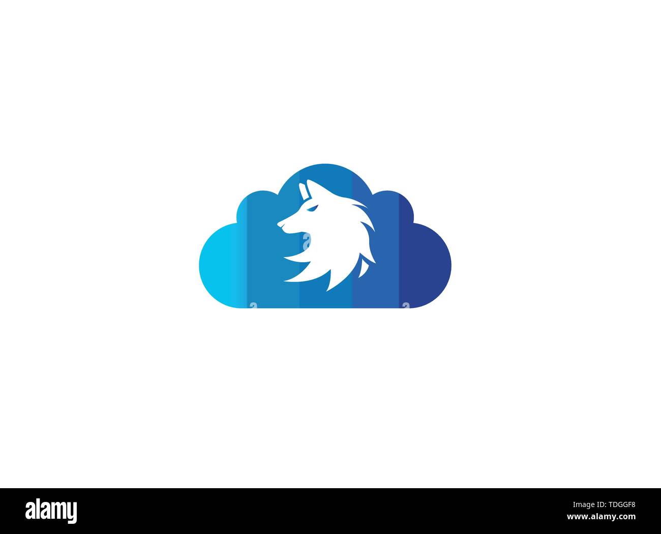 Wolf head logo fox face illustration design illustration in a cloud shape icon Stock Vector