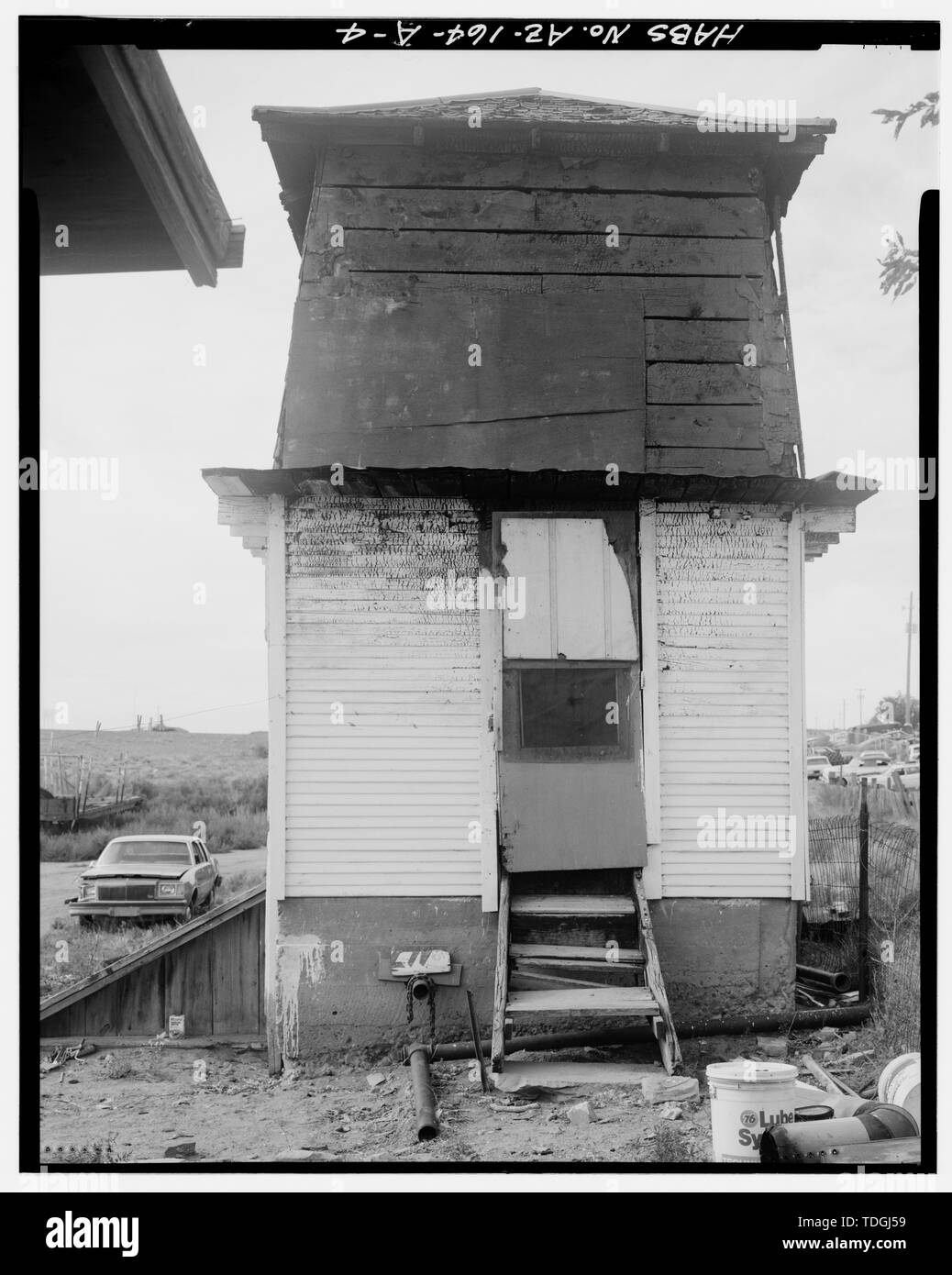 North side, showing entry to main floor storage room. - Armijo House, Water Tower, 301 Montano Street, Holbrook, Navajo County, AZ Stock Photo