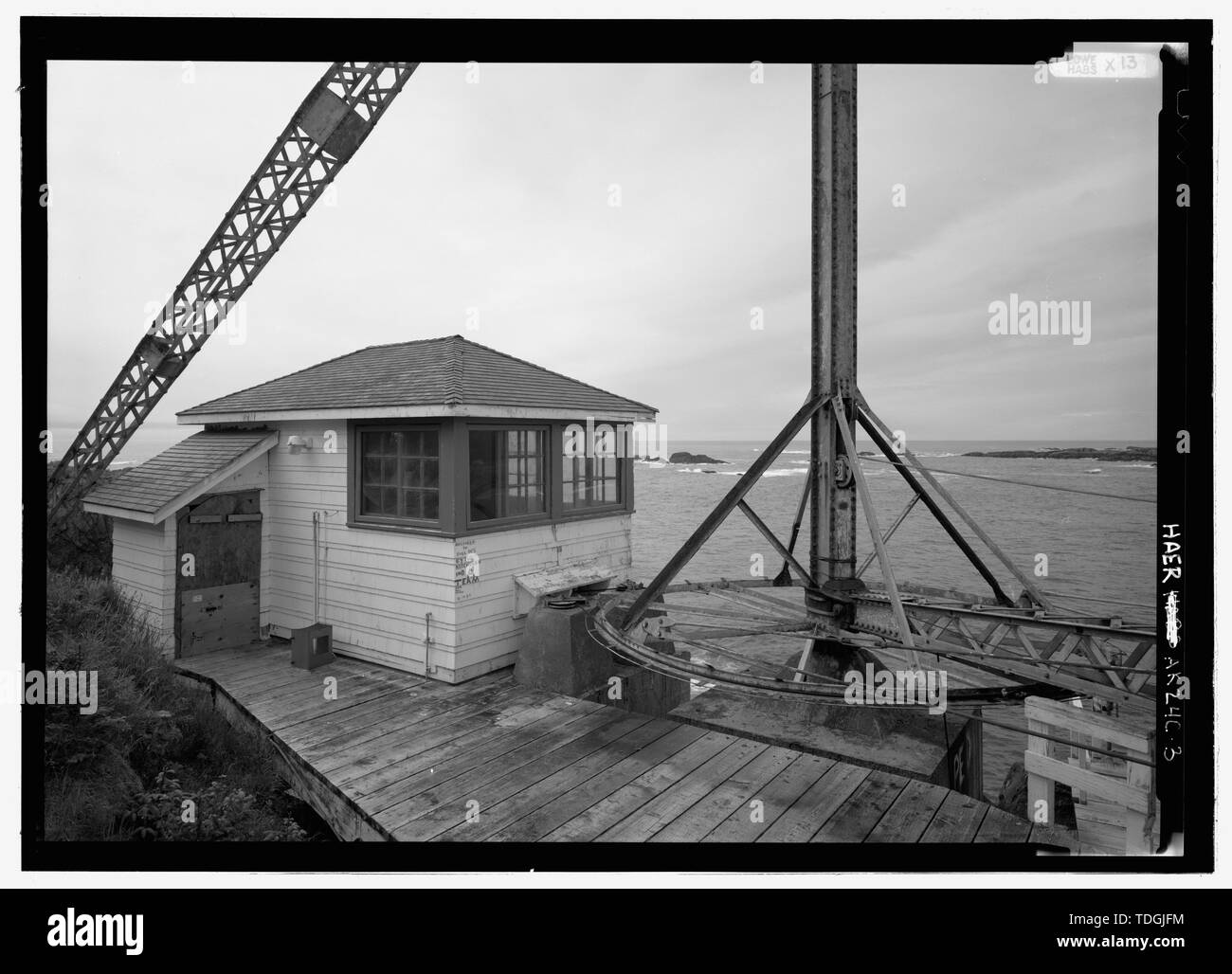 Northeast elevation Hoist House and Derrick Cape Spencer Lighthouse