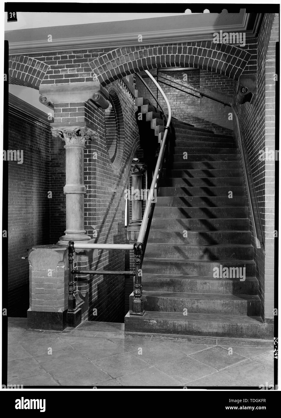November 1969 THIRD FLOOR STAIRS - Georgetown University, Healy Building, Thirty-seventh and O Streets, Northwest, Washington, District of Columbia, DC Stock Photo