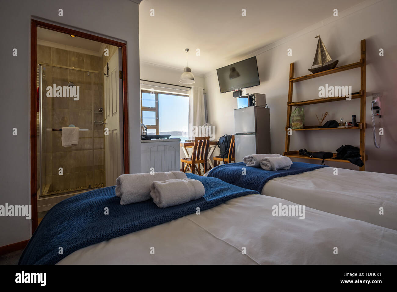 Hotel room interior at The Cormorant House in Luderitz, Namibia Stock