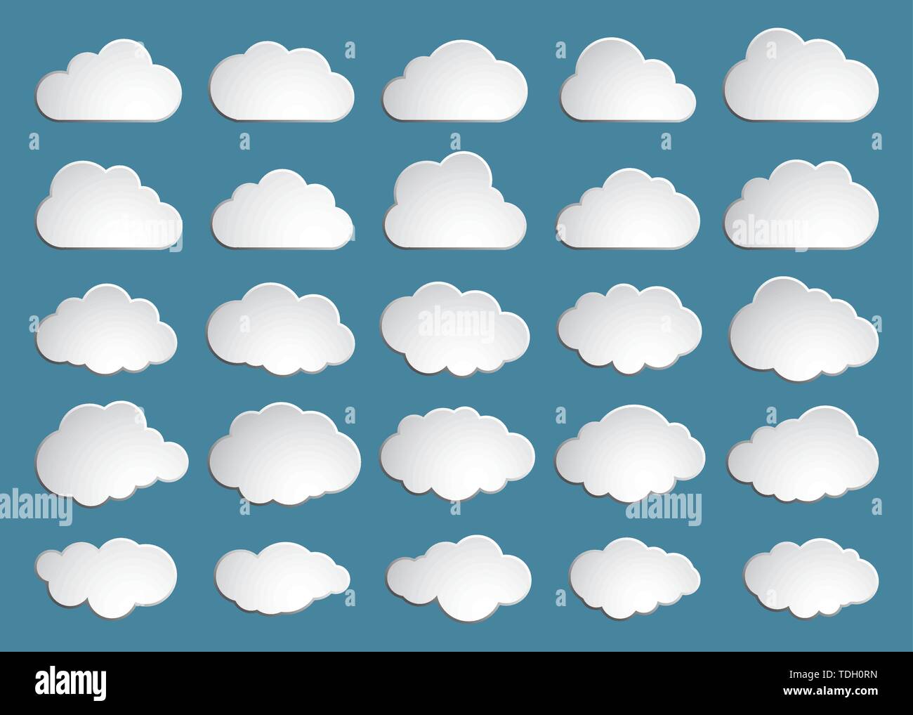 Cloud. Abstract white cloudy set isolated on blue background. Vector ...