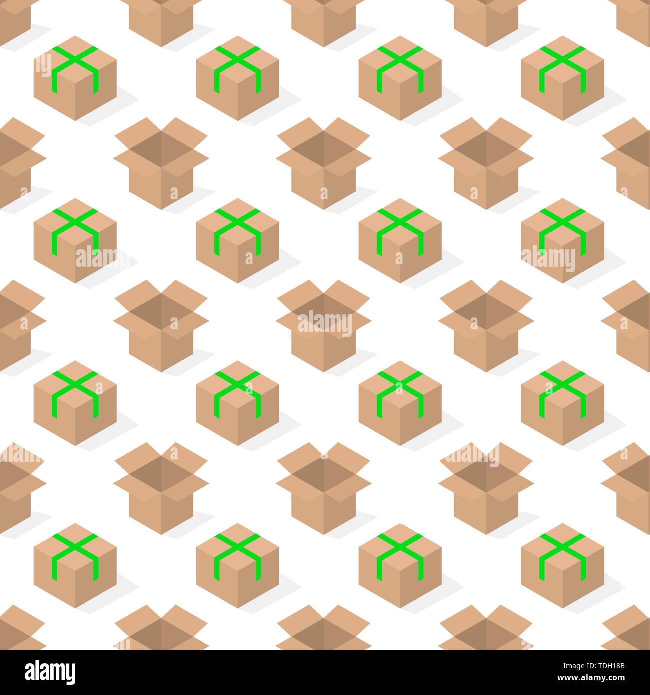 Seamless background from a set of 3D cardboard boxes, vector illustration. Stock Vector