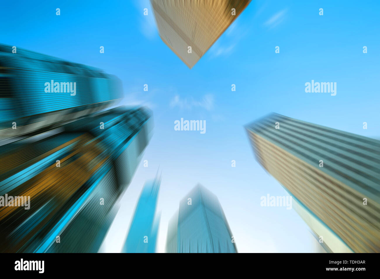 low angle view of skyscrapers in blurred motion Stock Photo - Alamy