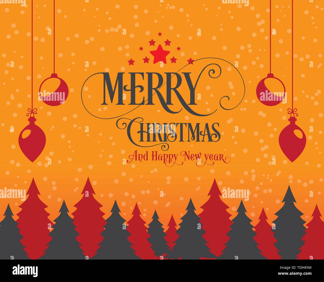 Merry Christmas and Happy New Year Typography Vector illustration