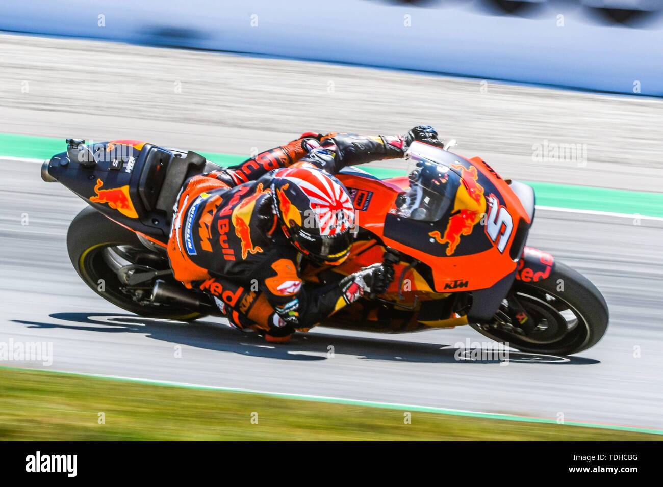 Barcelona, Spain. 16th June 2019. JOHANN ZARCO (5) of France and Red Bull  KTM Factory during the MOTO GP Race of the Catalunya Grand Prix at Circuit  de Barcelona racetrack in Montmelo,