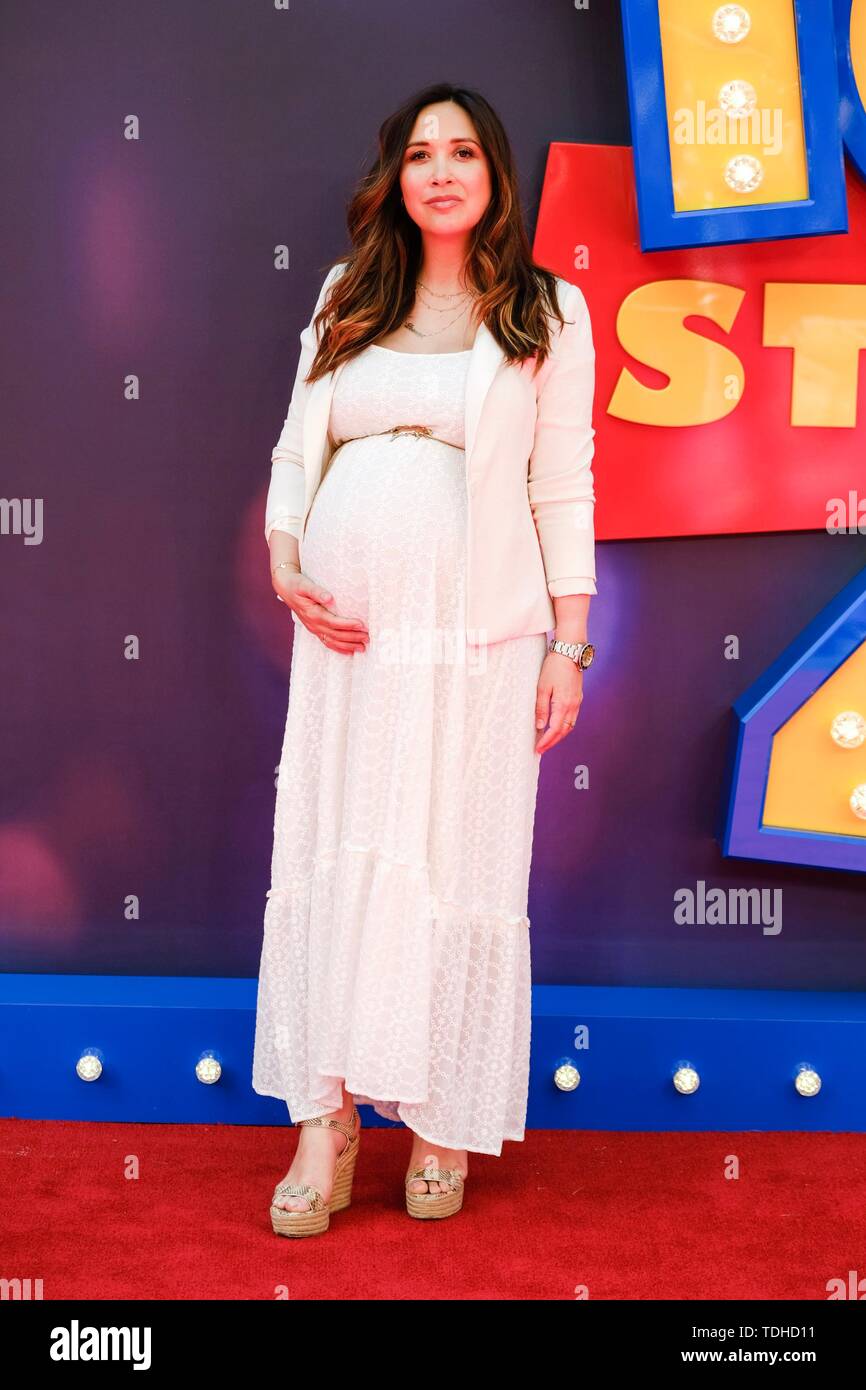 London, UK. 16th June 2019. Pregnant Myleene Klass poses on the red carpet for the European premiere of Toy Story 4 held at the Odeon Luxe, Leicester Square, London on Sunday, Jun. 16, 2019 . Credit: Julie Edwards/Alamy Live News Stock Photo