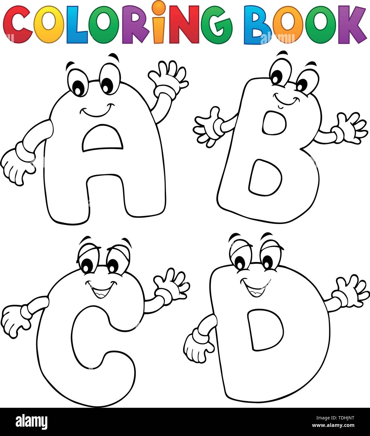Coloring book cartoon ABCD letters 2 - eps10 vector illustration Stock  Vector Image & Art - Alamy