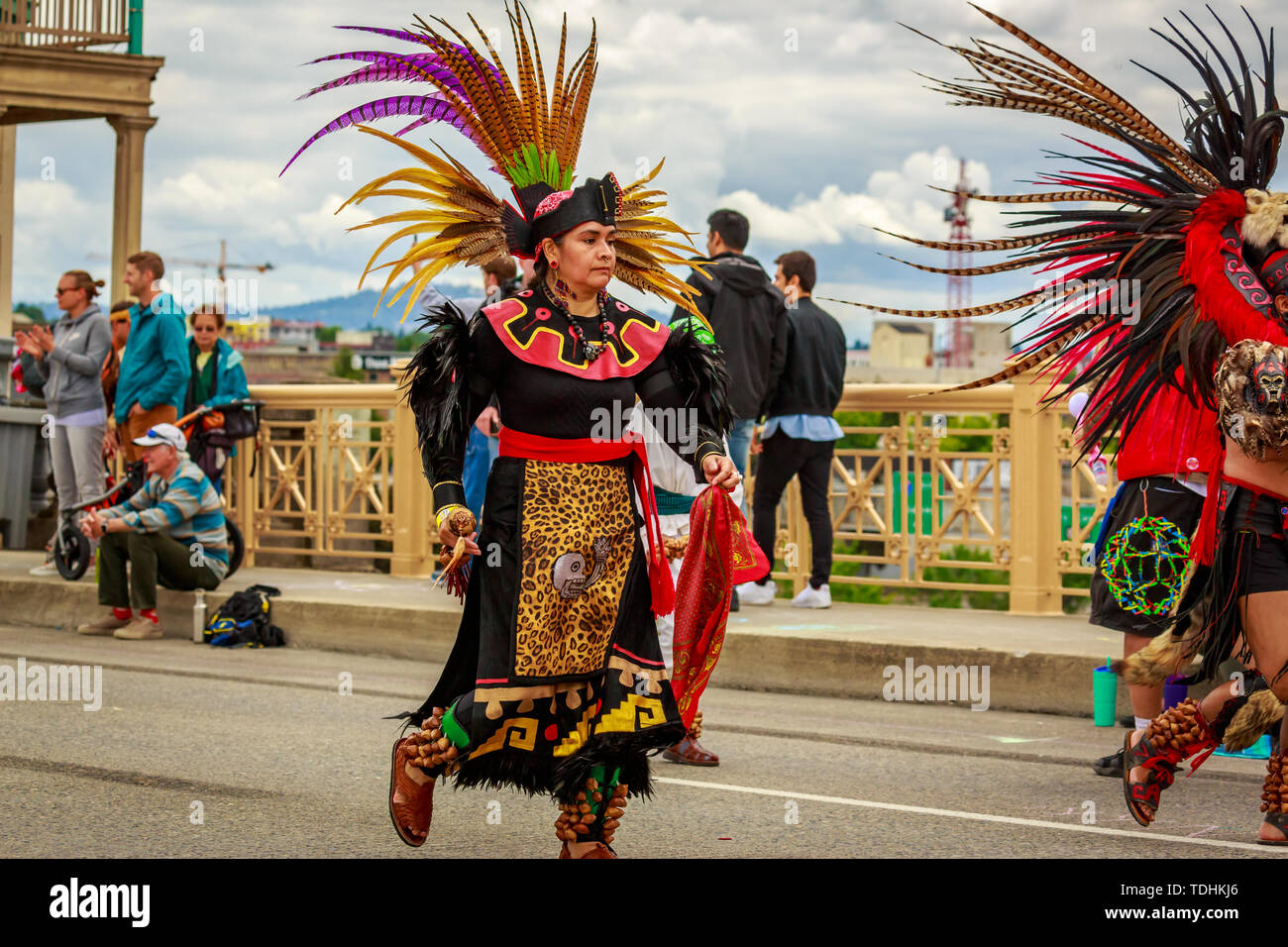 Portland, Oregon, USA - June 8, 2019: Aztec Dancers in the Grand Floral ...