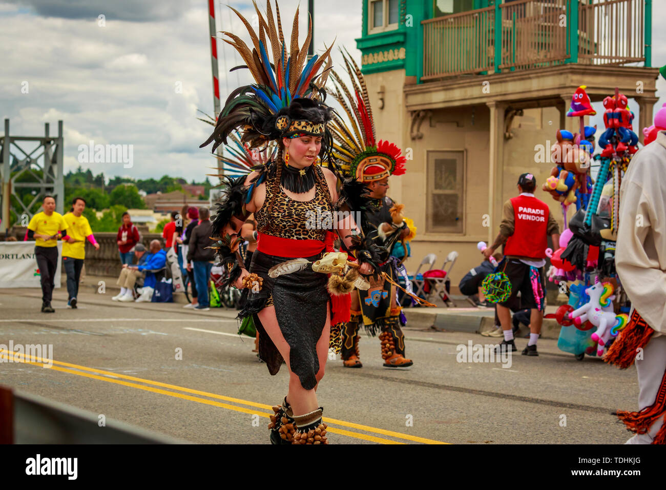 Portland, Oregon, USA - June 8, 2019: Aztec Dancers in the Grand Floral ...