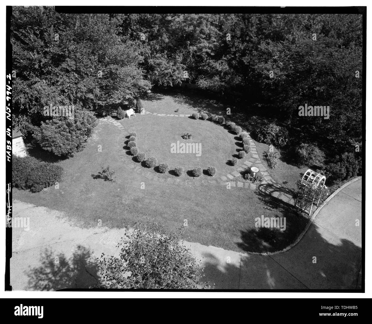 OVERHEAD VIEW OF QUAKER GARDEN ON THE NORTHEAST SIDE OF THE HOUSE
