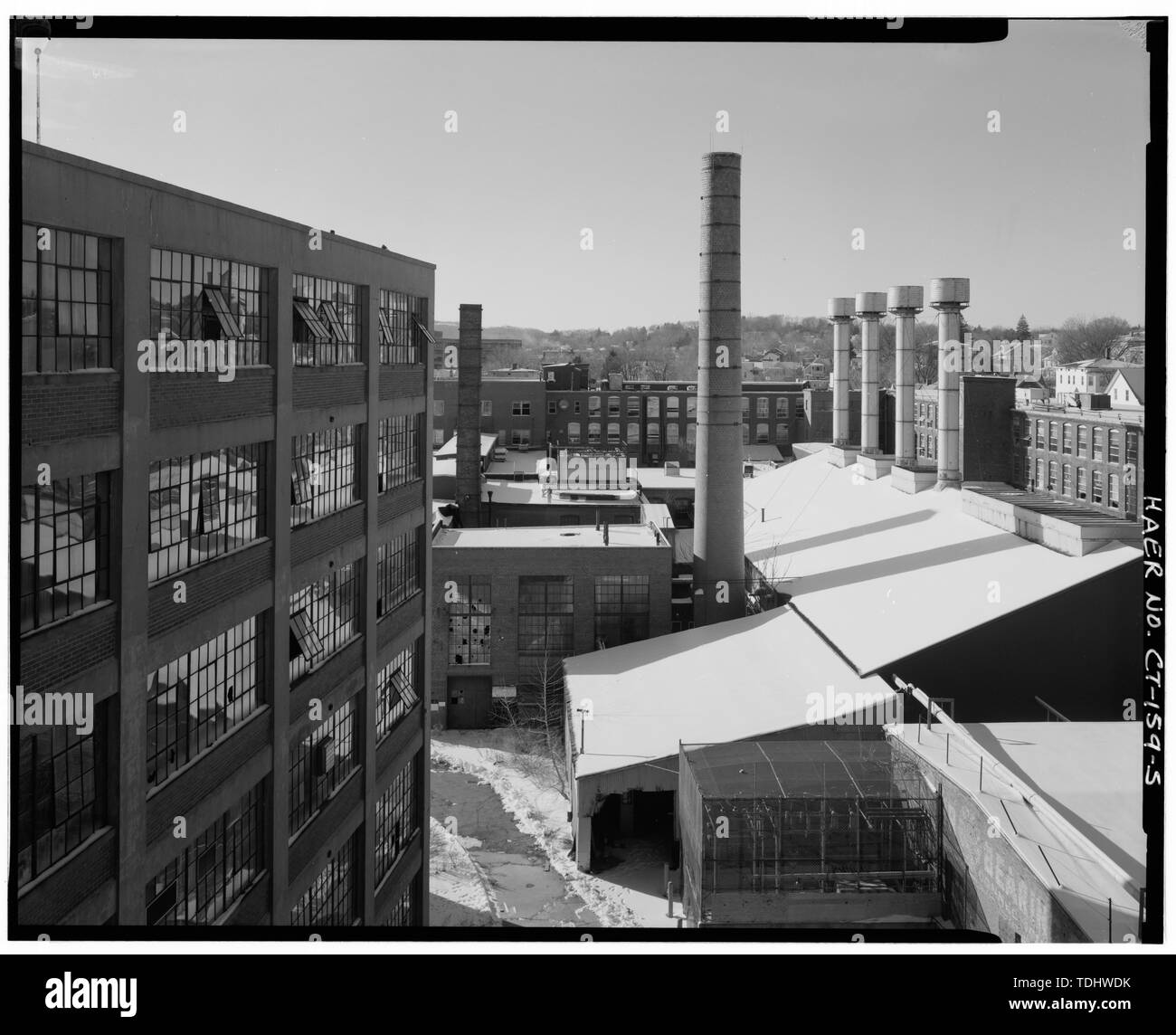 OVERVIEW LOOKING WEST- taken from BLDG. 27. - Fafnir Bearing Plant, Bounded on North side by Myrtle Street, on South side by Orange Street, on East side by Booth Street and on West side by Grove Street, New Britain, Hartford County, CT Stock Photo